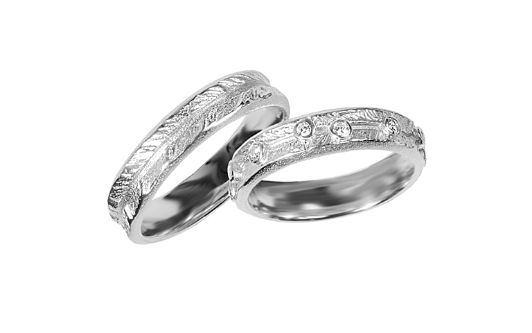 45409+45410-wedding rings, white gold 750 with brillants